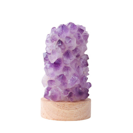 Natural Amethyst Vug Tooth Flower Mini Night Light Usb Plug-in