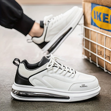 Men's Low-Top Sneakers - PU Upper & Rubber Sole, All-Season Lace-Up Casual Shoes