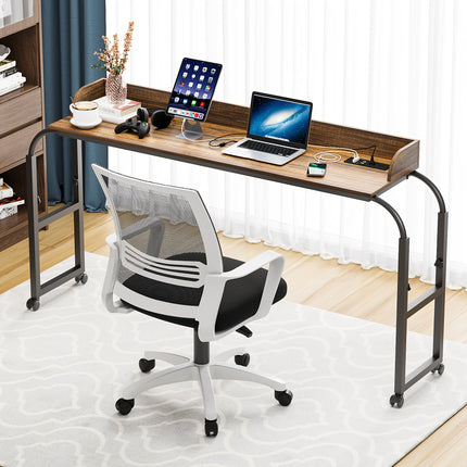 Modern LED Overbed Table with Charging Station & Smart Sensor