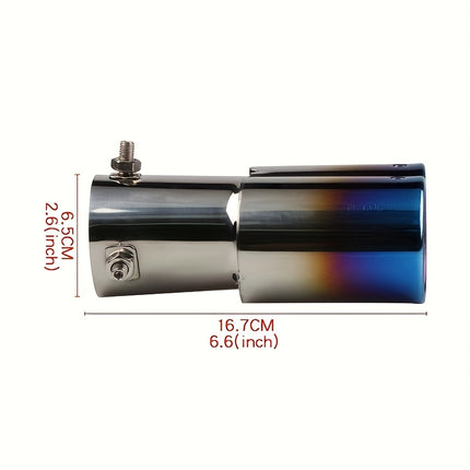 Universal Dual Exhaust Pipe with Blue Tips, Made of Stainless Steel, Designed for