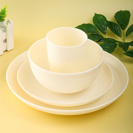 4/16/32pcs Plastic Cutlery Set for Kitchen, Includes Dinner Plates, Dessert Plates, Bowls, and Cups,