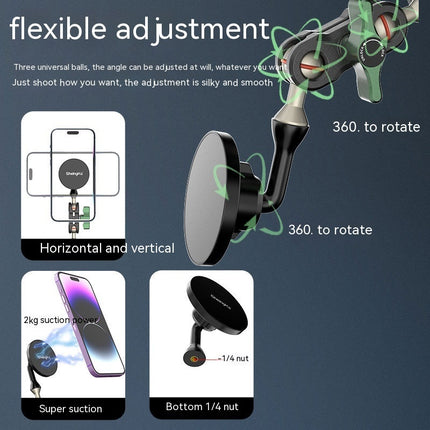 Magnetic Phone Holder Lazy Desktop Tripod Rotating Bracket With Magnetic Ring