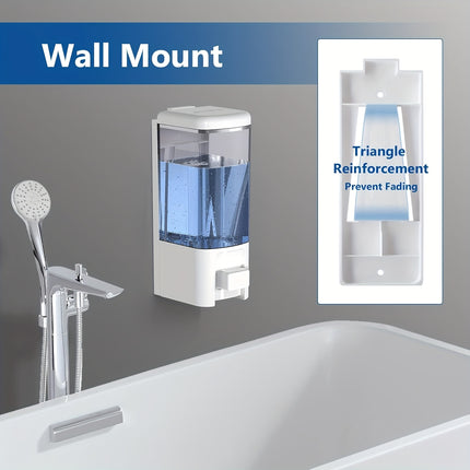2pcs White Wall-Mounted Soap Dispenser/Bath Gel Hand Wash Bottle | Ideal for Bathroom, Kitchen