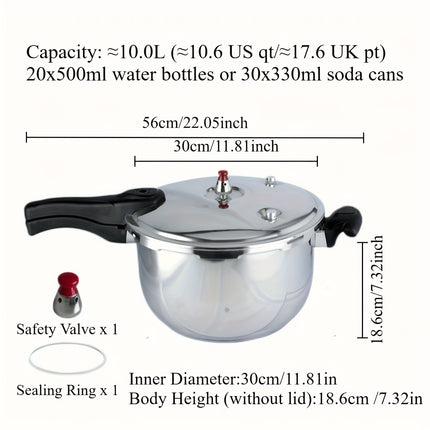 30/32cm Stainless Steel Pressure Cooker  Red Valve Safety Design, Gas/Induction/Outdoor Use