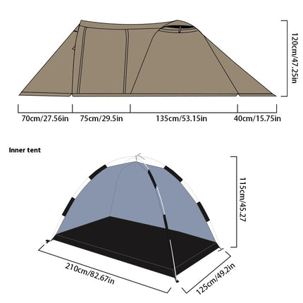 Outdoor Camping Tunnel Tent With Extendable Dome