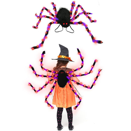 Halloween Spider Backpack Nine LED Modes Plush Sugar Bag