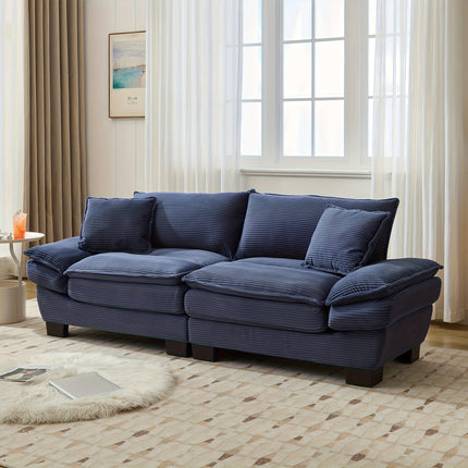 Sofa Designed for Two, Featuring Deep Seating And Corduroy Double-Layer Cushions