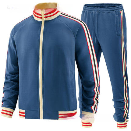 Men's Casual Sports Suit Color Matching Two-piece Set