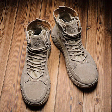 Men's Workwear-Inspired Low-Top Sneakers - Durable PU Upper & Rubber Sole, Breathable Fabric Lining,