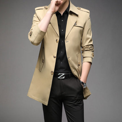 Windbreaker Mid-length Casual Jacket Slim Business Men's Suit Jacket
