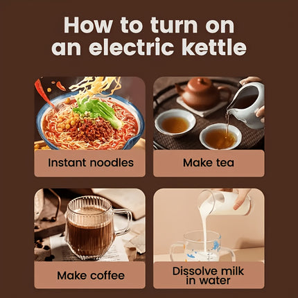 Kettle 1000W, Stainless Steel, Auto Shut-Off, Dry-Boil Protection, Odor-Free, US Plug (110V) - Suitable for Coffee,