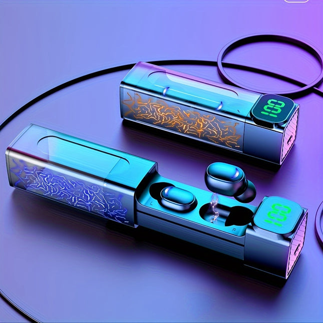 Wireless Earphones - Home Audio Headphones with LED Display, Touch Control