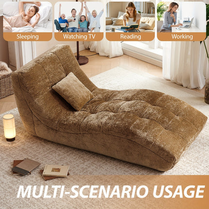 Armless Floor Sofa with Memory Foam Cushion, Modern Minimalist Lazy Chair for Living Room, Bedroom,