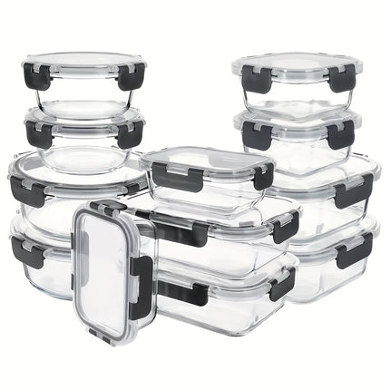 Pack Of 24 (12 Glass Bowls + 12 Lids) Glass Crisper, Candy Tray with Sealed Lid, Candy Jar, Microwave Safe