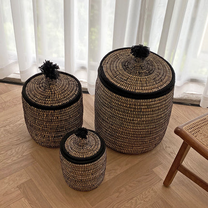 Raffia Wool Woven Storage Basket Dirty Laundry