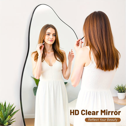 Full-Length Mirror with Stand - Adjustable Standing Floor Mirror with Large Pane,