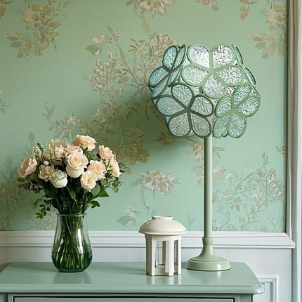 Deco Metallic Green Lampshade - Vintage-Inspired, Matte Finish, Plastic & Metal Construction