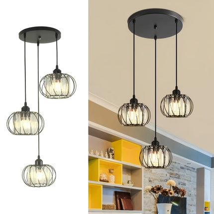 Three-Headed Creative And Unique Pendant Light, Crystal Hanging Lamp with E27 Socket