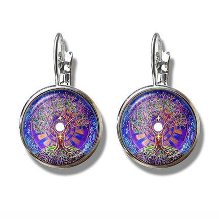 Mandala Art Picture Earrings Crystal Yoga Earrings
