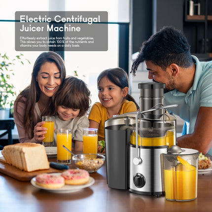 Juicer Extractor | 3 Wide Mouth Feed Chute for Fruits and Vegetables, Easy to Clean, Stainless Steel