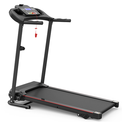 Black Foldable Electric Treadmill with 2.5HP Motor, 12KM/H Speed, 3 Incline Levels, Bluetooth Music, Heart Rate Sensor, Spacious Running Belt for Indoor Home Gym Fitness
