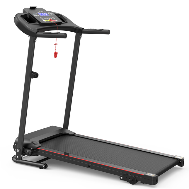 Black Foldable Electric Treadmill with 2.5HP Motor, 12KM/H Speed, 3 Incline Levels, Bluetooth Music, Heart Rate Sensor, Spacious Running Belt for Indoor Home Gym Fitness