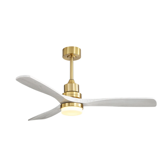 52 Inch Ceiling Fan With Dimmable Led Light 3 Solid Wood Blades Remote Control Reversible DC Motor For Living Room