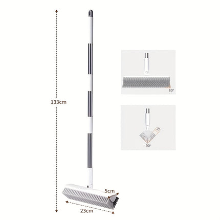 Cleaning Brush with 180° Swivel Head & V-Shaped Bristles Heavy-Duty Long Handle Grout Suitable for Bathroom, Kitchen,