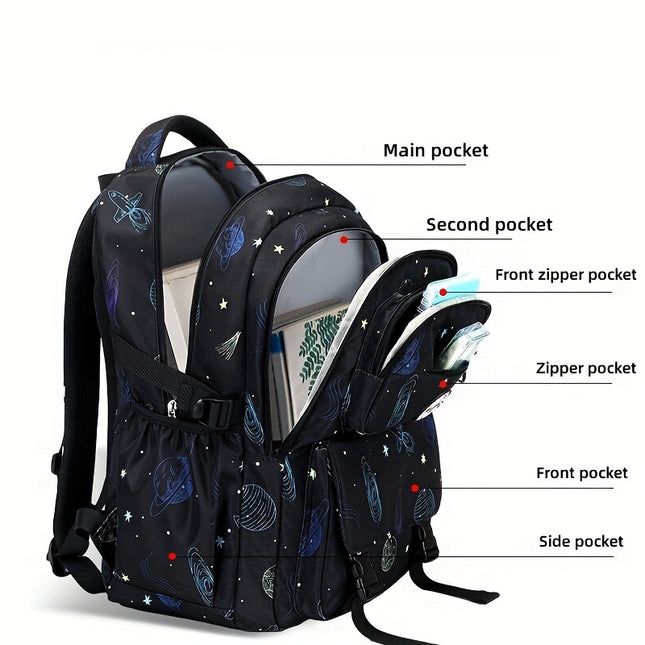 Galaxy Explorer: Sturdy, Spacious Backpack for Children - Playful Astronaut And Starry Sky Design,