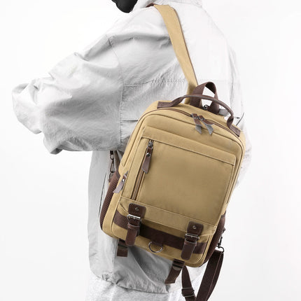 Men'S Backpack  New Washed Canvas, Dual Shoulder Straps, Multifunctional Retro Laptop Backpack,