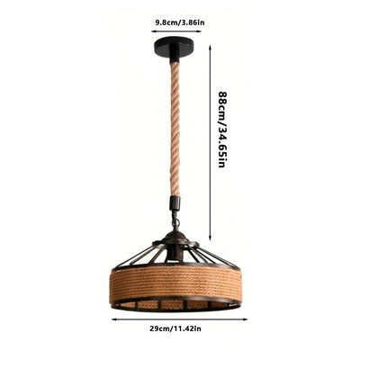 Pendant Light, E27 Base Iron Twine Ceiling Fixture with Woven Design for Living Room, Dining Area