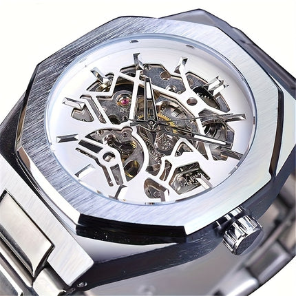Fashion Men's Luxury Automatic Mechanical Watch - Stainless Steel Black Dial, Alloy Case, Alloy Dial,