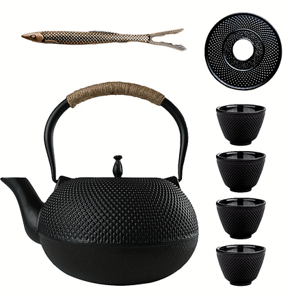 Cast Iron Teapot with Removable Stainless Steel Infuser - Classic Elegant Design,