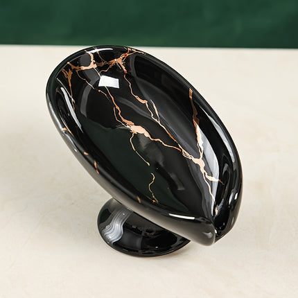 Elegant Ceramic Soap Dish with Leaf Design, Self-Draining Soap Holder, Automatic Drainage Soap Tray