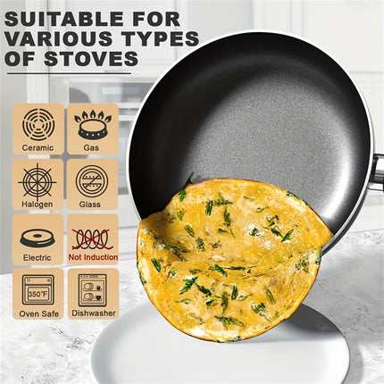 clean orange frying pans, spoons, spatulas, soup spoons, colorful pots and pans set for home 10 piece