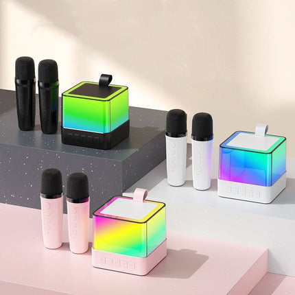 Wireless Bluetooth Speaker Family KTV Colorful Light Microphone