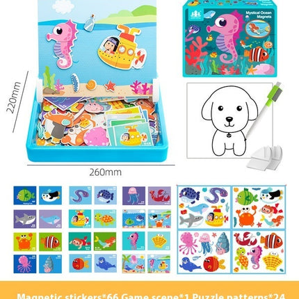 Magnetic Puzzle Children's Puzzle Magnetic Stickers Toys Wooden