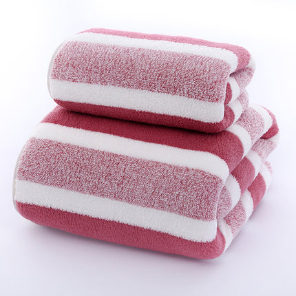 Wide Stripe Dark Stripe Coral Velvet Printing Towels Suit