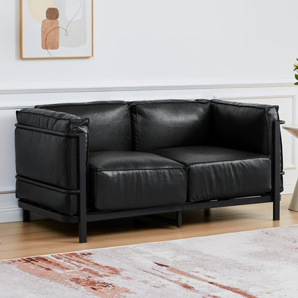Modern Faux Leather Accent Sofa & Loveseat Set 1, 2 & 3 Seater Options with Iron Frame