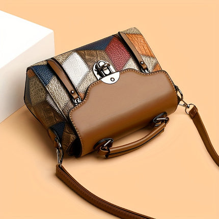 Geometric Handbag - Adjustable Shoulder Strap, Large Capacity Anti-Theft Zipper Closure