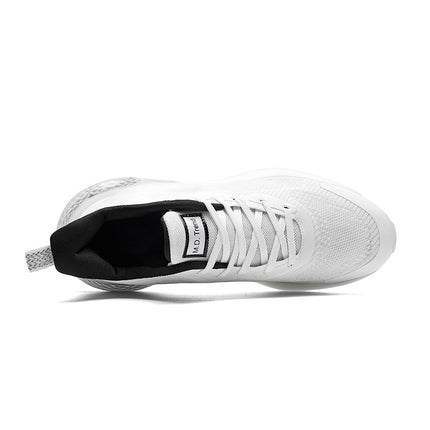 Men's Heavy-Duty White/Grey Low-Top Sneakers - Wide Width Available, Lightweight Breathable Sneakers