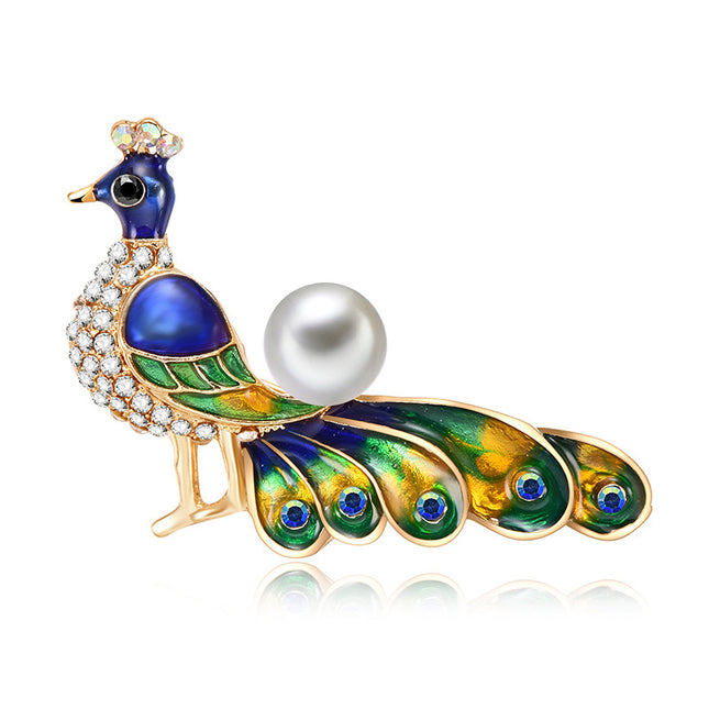 Exquisite Peacock Zircon Animal Brooch Luxury