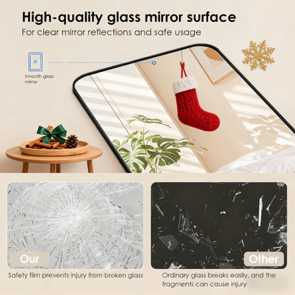 40cm x 120cm Full Length Mirror with Over-The-Door Hanging System - Modern Vertical Rectangular Wall/Door
