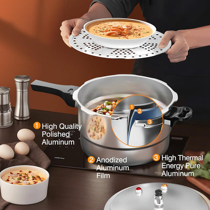 22cm Aluminum Steamer Pot with Steam Basket - Perfect for Soups, Stews & More