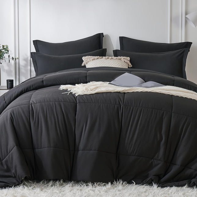 5/7pcs Luxurious Checkered Comforter Sets Queen-Breathable Comforter-Ultra-Soft Fluffy Fiber Filling,