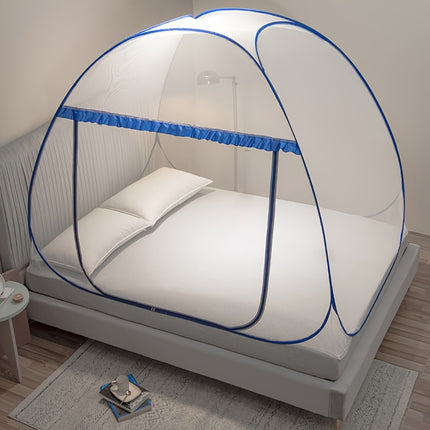 Easy Pop-Up Mongolian Yurt Mosquito Net - 100% Polyester Canopy with Steel Wire Frame - 360-Degree Protection, Portable & Foldable Bed Tent with U-Shaped Zipper - Breathable & Washable - Insect Shield for Bedroom Comfort & Ou