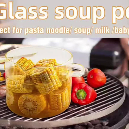 2Pcs Glass Pots for Cooking with Lids Simmer Pots Glass Saucepan Stovetop Pots