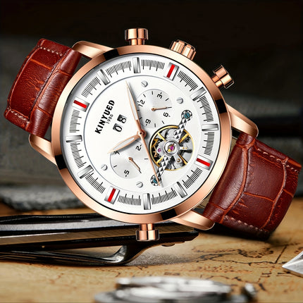 Men'S Casual Fashion Waterproof Watch, Luxury Large Dial Multifunctional Automatic Mechanical Watch