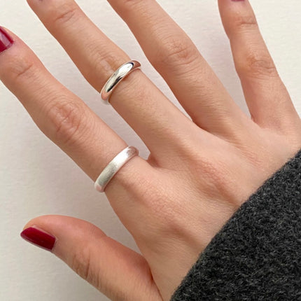 S925 Sterling Silver Womens Irregular Polished Plain Silver Ring