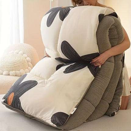 1pc Cozy Winter Quilt with Geometric Pattern - Soft & Warm Double-Sided Polyester